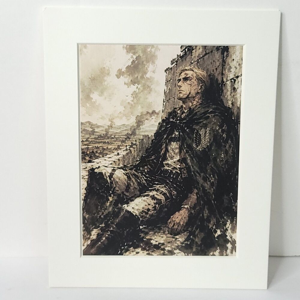 Erwin Bloody Attack On Titan Black White Card Anime Sketch Art Oversize Board A4